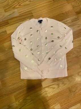 GAP Pink Cardigan with Gold Polka Dots